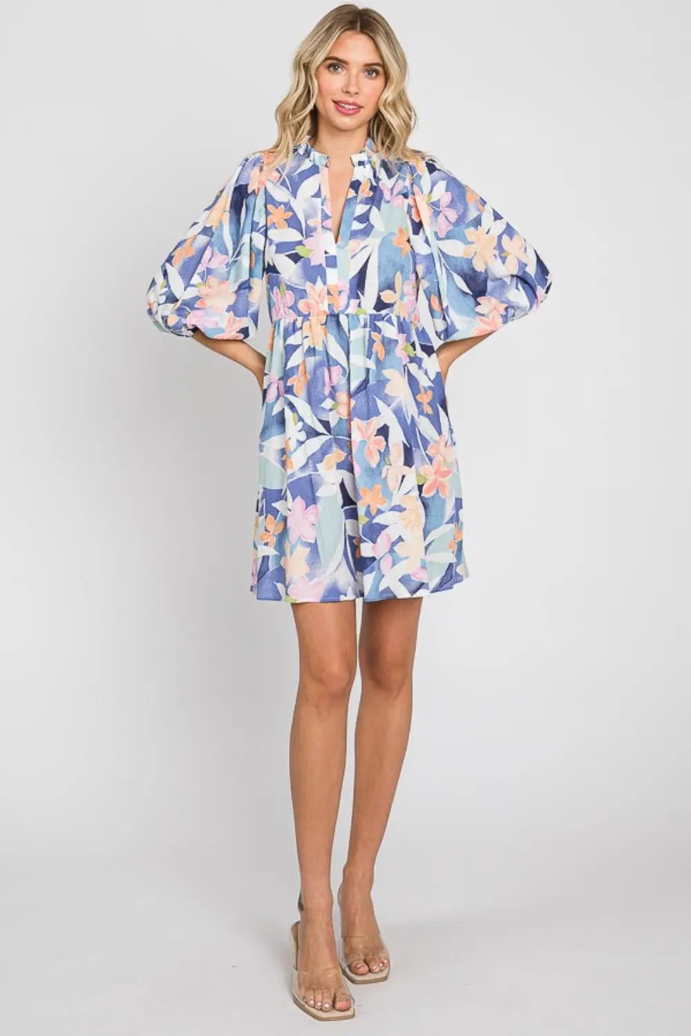 GeeGee Floral Print Mini Dress Dresses Trendsi   