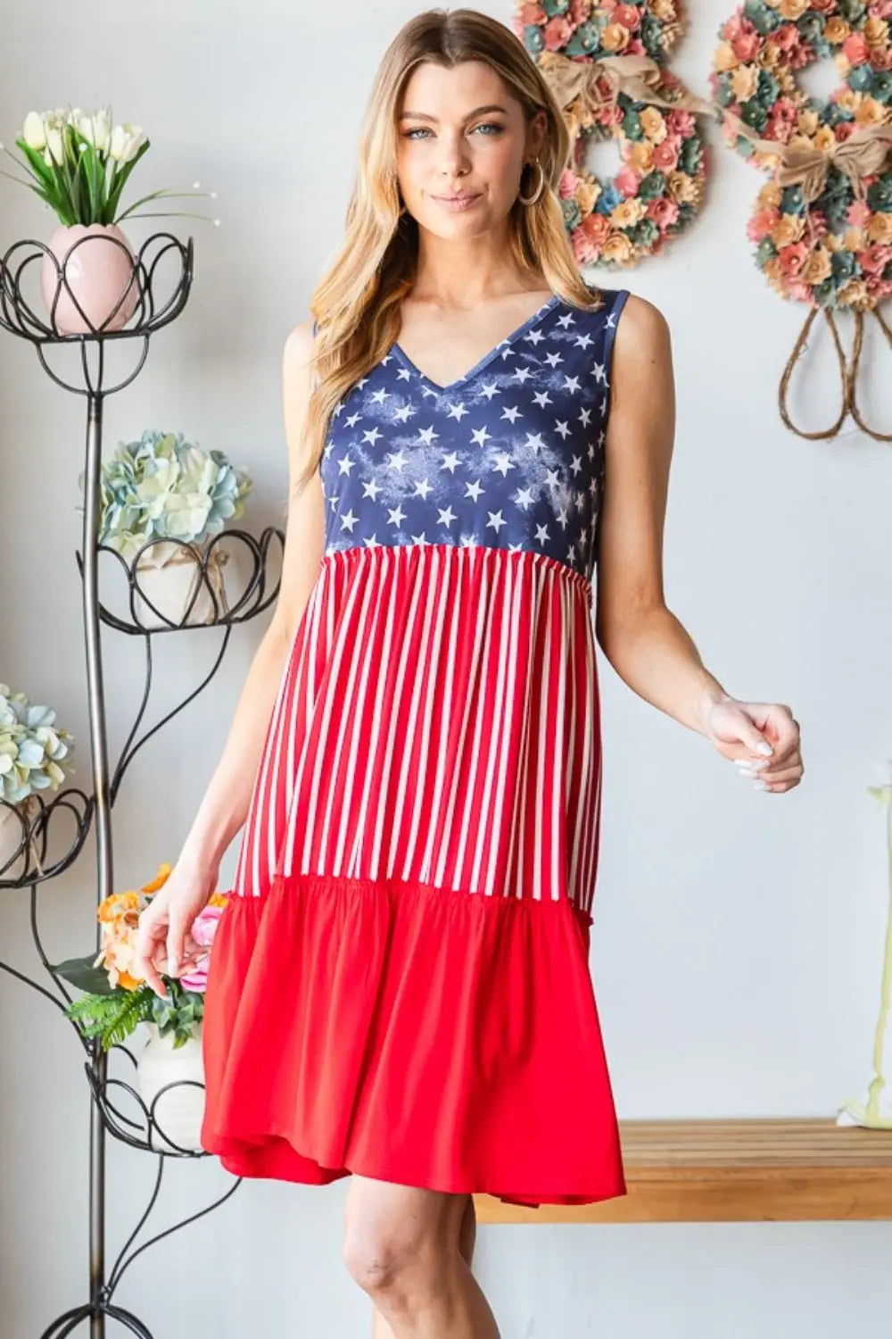 US Flag Theme Tank Dress Dresses Trendsi   