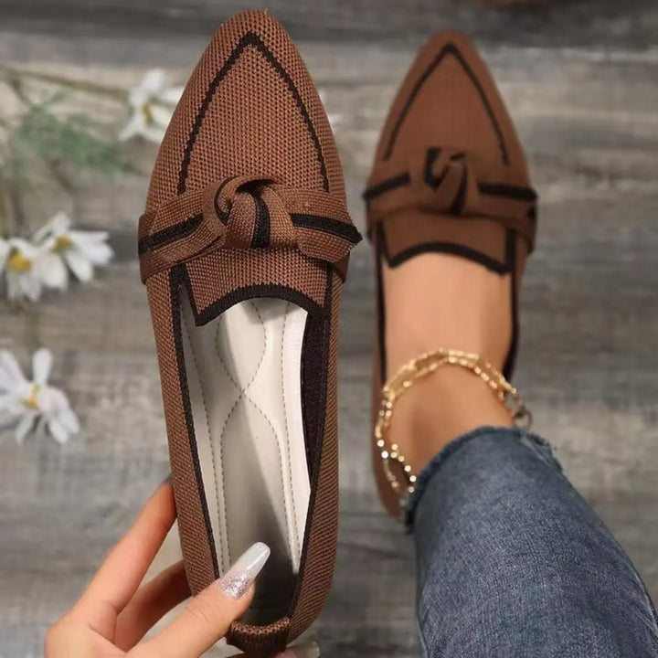 Bow Contrast Trim Point Toe Loafers Shoes Trendsi 5 Brown 