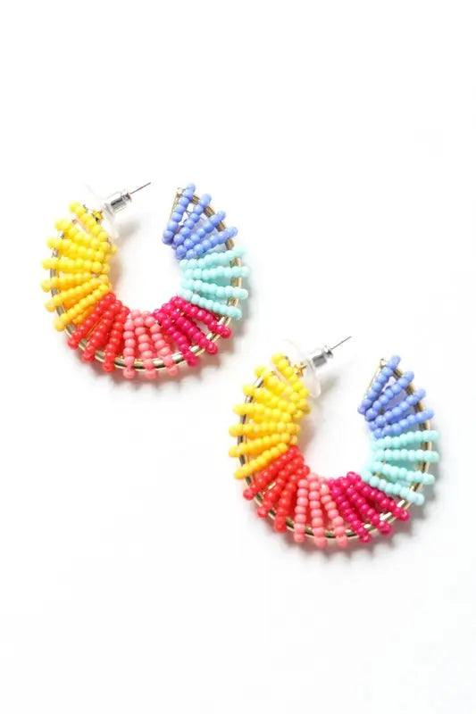 Beaded Rainbow Hoop Earrings Leto Accessories