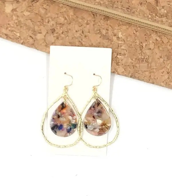 Multi-Color Acrylic Teardrop Chandelier Earrings Baubles by B