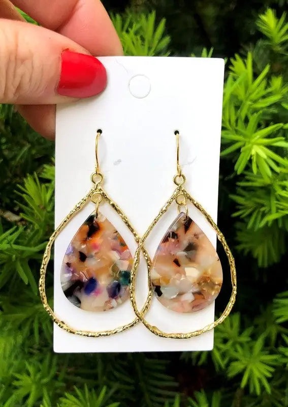 Multi-Color Acrylic Teardrop Chandelier Earrings Baubles by B