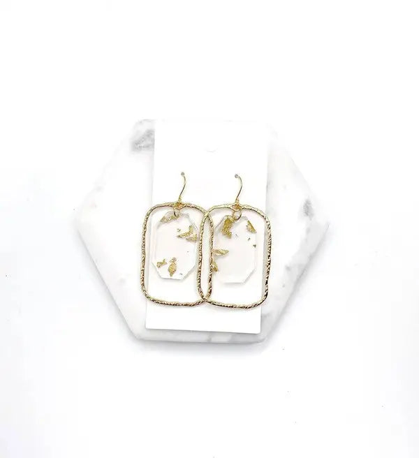 Gold Flake Acrylic Chandelier Earrings Baubles by B