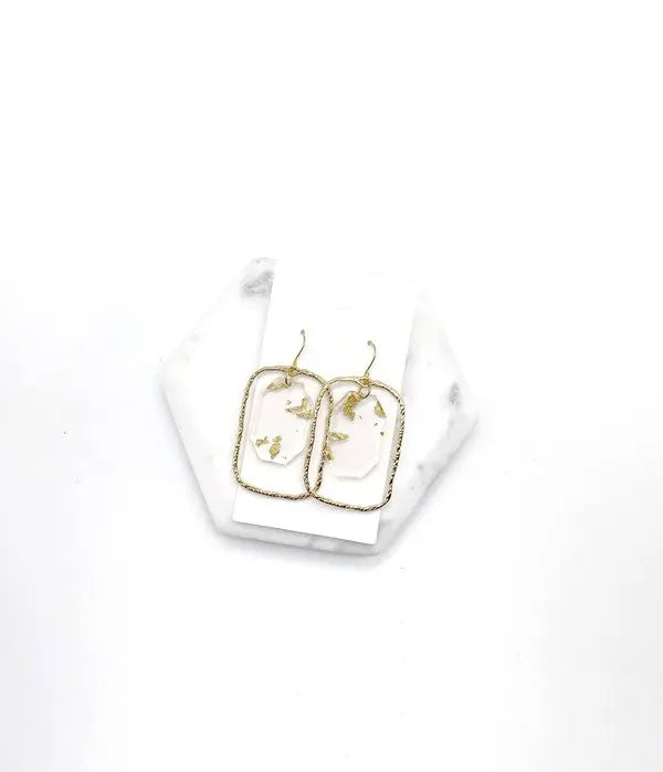 Gold Flake Acrylic Chandelier Earrings Baubles by B