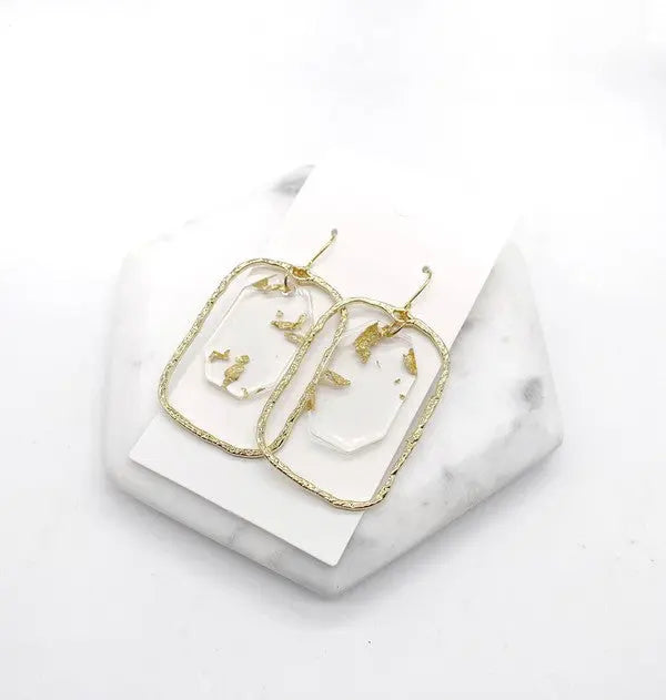 Gold Flake Acrylic Chandelier Earrings Baubles by B