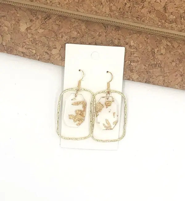 Gold Flake Acrylic Chandelier Earrings Baubles by B