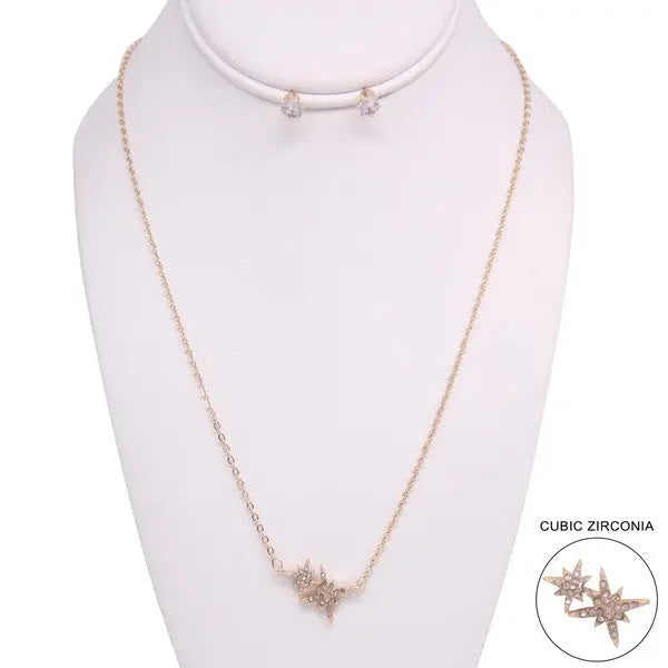 STAR NECKLACE EARRING SET Bella Chic GDCL/CLEAR Os