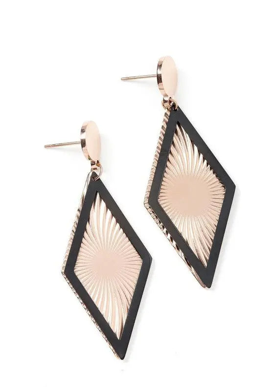CHIC DIAMOND SHAPE DROP EARRINGS Bella Chic BLACK Os