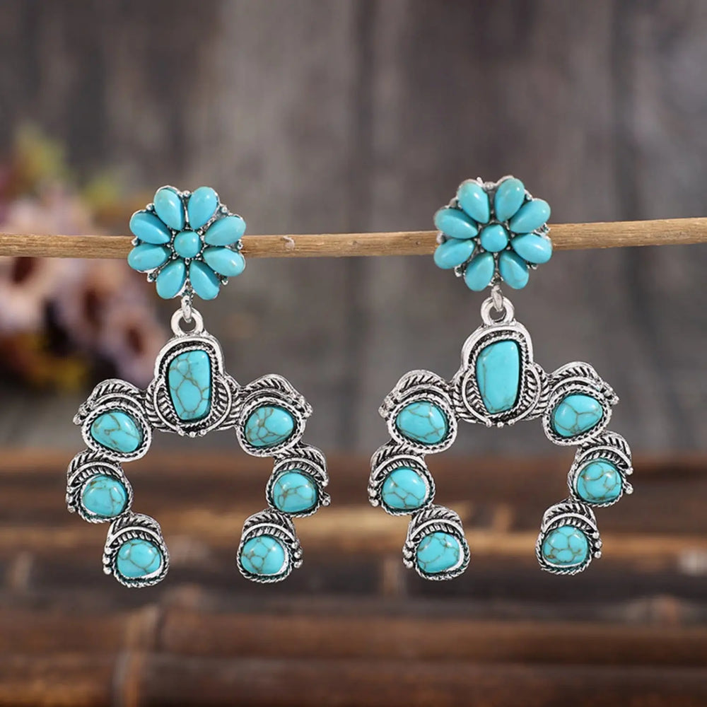 Artificial Turquoise Alloy Dangle Earrings Earrings Trendsi   