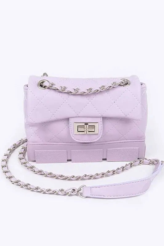 Silicon Bottom Quilted Shouder Bag Artini Accessories LAVENDER O/S