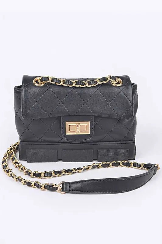 Silicon Bottom Quilted Shouder Bag Artini Accessories Black O/S