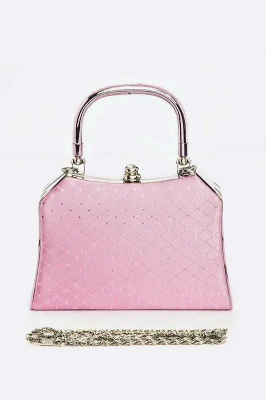 Satin Top Handle Box Clutch LA Jewelry Plaza Pink O/S