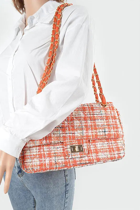 Quilted Tweed Convertible Shoulder Bag Artini Accessories