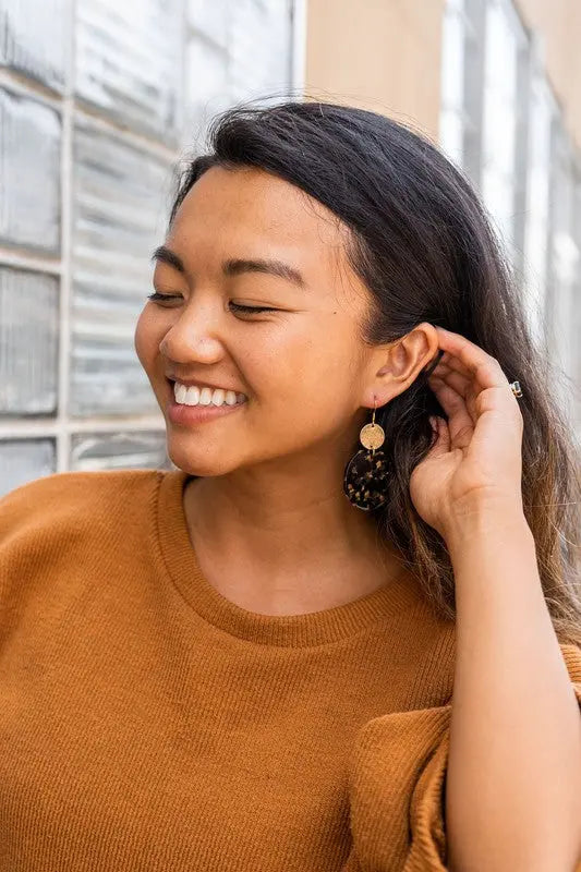 Zoey Earrings - Black & Bronze Spiffy & Splendid