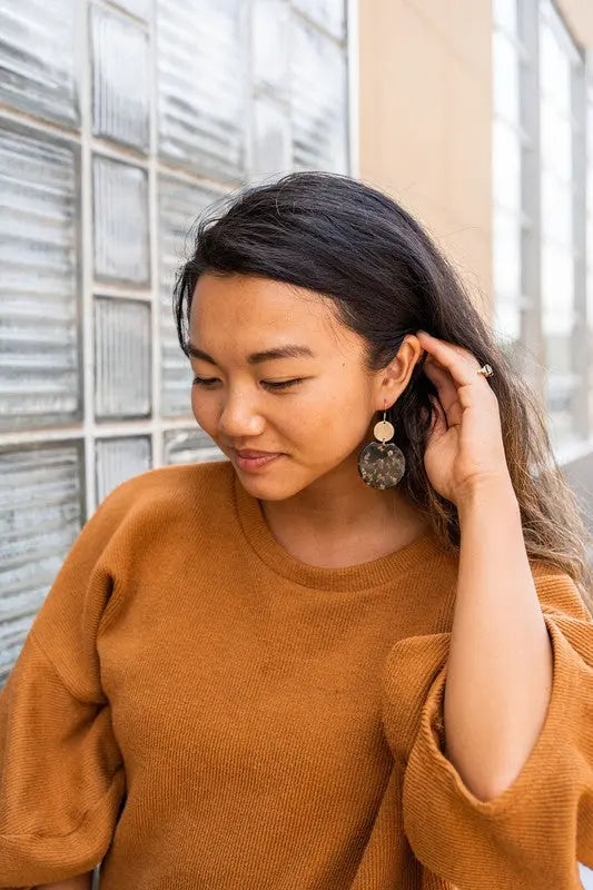 Zoey Earrings - Black & Bronze Spiffy & Splendid