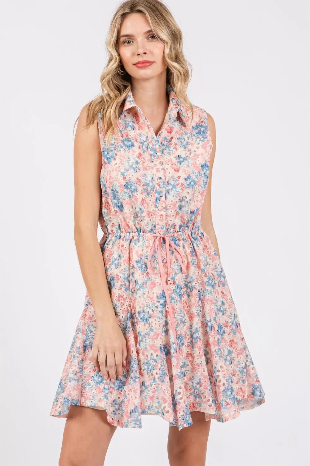 GeeGee Floral Sleeveless Mini Dress Dresses Trendsi SM Pink Multi 