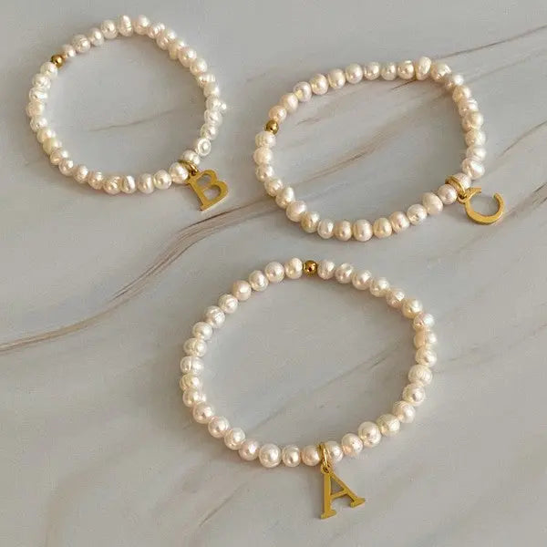 Freshwater Pearl Initial Charm Bracelet Ellison and Young