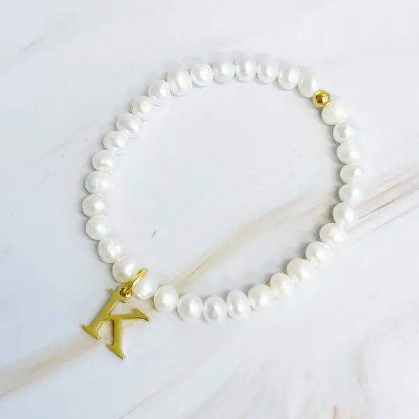 Freshwater Pearl Initial Charm Bracelet Ellison and Young
