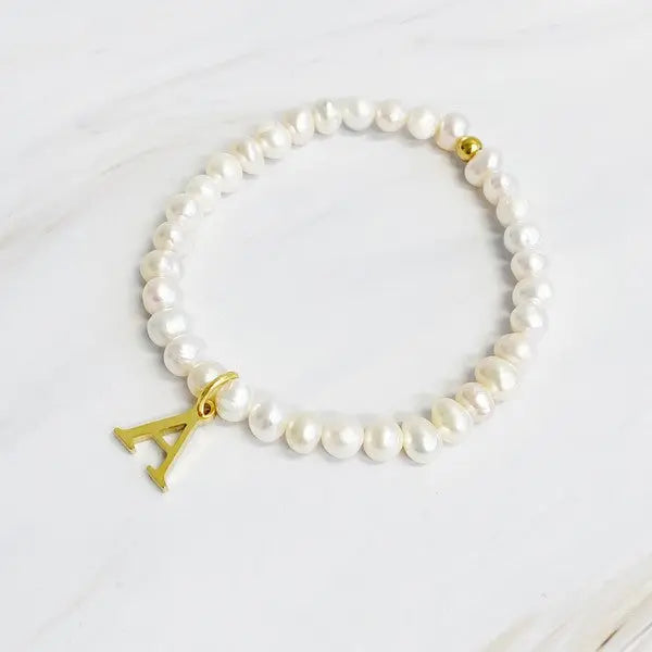 Freshwater Pearl Initial Charm Bracelet Ellison and Young