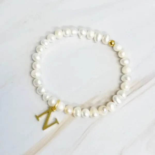 Freshwater Pearl Initial Charm Bracelet Ellison and Young N OS