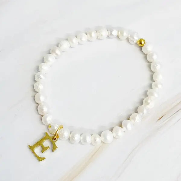 Freshwater Pearl Initial Charm Bracelet Ellison and Young