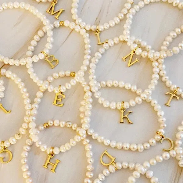 Freshwater Pearl Initial Charm Bracelet Ellison and Young
