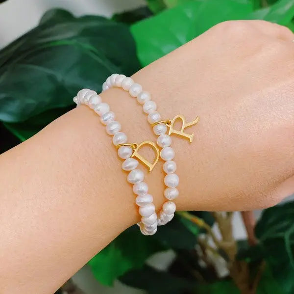 Freshwater Pearl Initial Charm Bracelet Ellison and Young