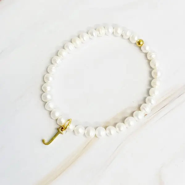 Freshwater Pearl Initial Charm Bracelet Ellison and Young