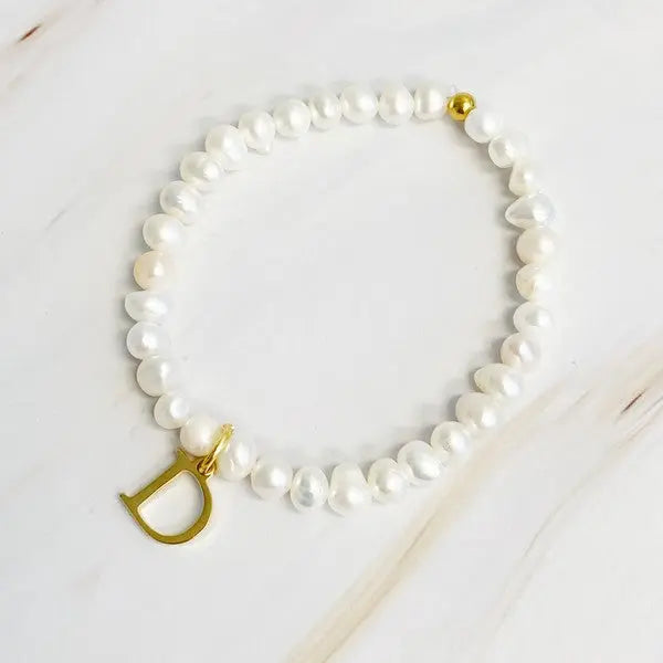Freshwater Pearl Initial Charm Bracelet Ellison and Young D OS