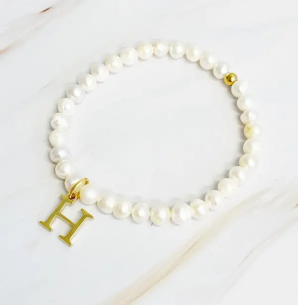 Freshwater Pearl Initial Charm Bracelet Ellison and Young H OS