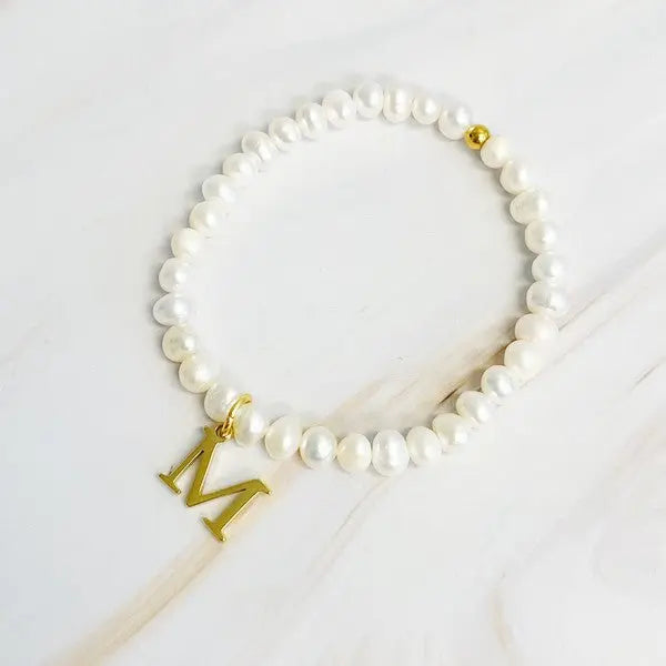 Freshwater Pearl Initial Charm Bracelet Ellison and Young