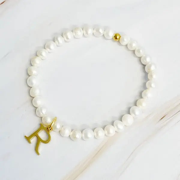 Freshwater Pearl Initial Charm Bracelet Ellison and Young R OS