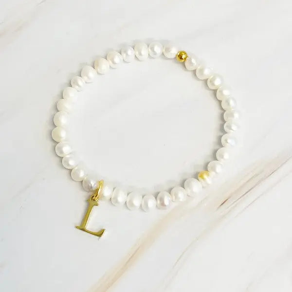 Freshwater Pearl Initial Charm Bracelet Ellison and Young