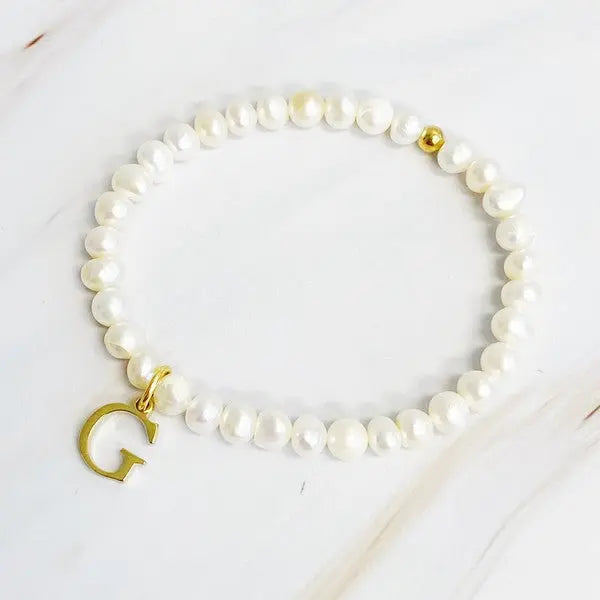 Freshwater Pearl Initial Charm Bracelet Ellison and Young