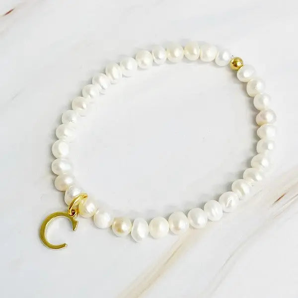 Freshwater Pearl Initial Charm Bracelet Ellison and Young