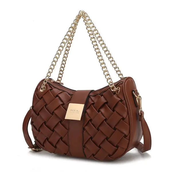 MKF Solari Braided Chain Shoulder Bag by Mia K MKF Collection by Mia K Brown One Size