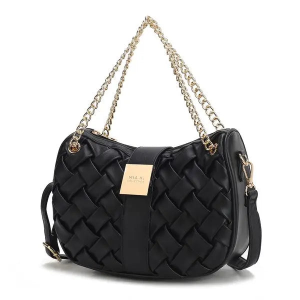 MKF Solari Braided Chain Shoulder Bag by Mia K MKF Collection by Mia K Black One Size