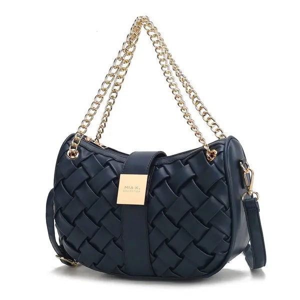 MKF Solari Braided Chain Shoulder Bag by Mia K MKF Collection by Mia K Navy One Size