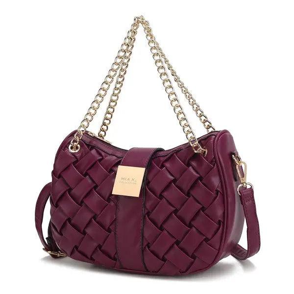 MKF Solari Braided Chain Shoulder Bag by Mia K MKF Collection by Mia K Burgundy One Size