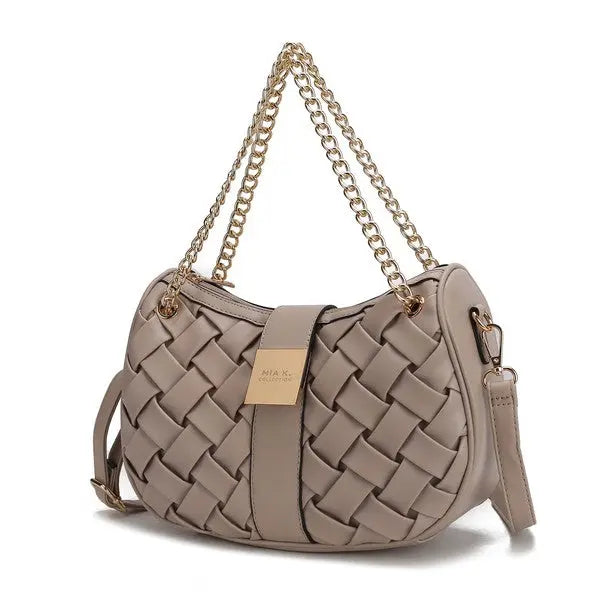 MKF Solari Braided Chain Shoulder Bag by Mia K MKF Collection by Mia K Beige One Size