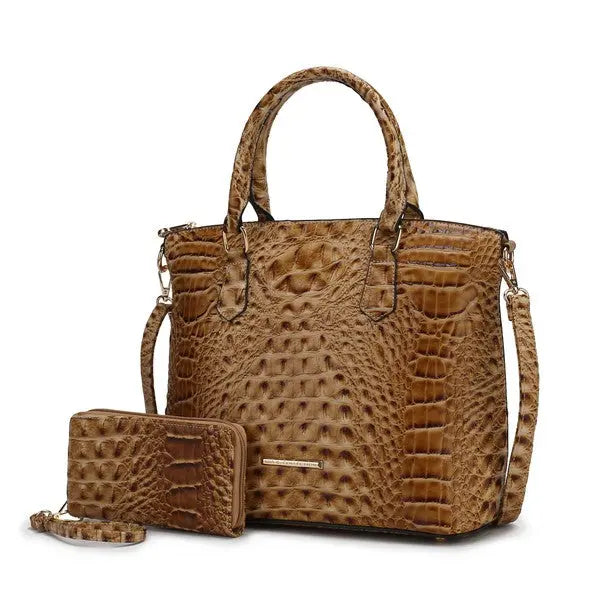 MKF Liora Croc Embossed Tote and Set by Mia K MKF Collection by Mia K Taupe One Size