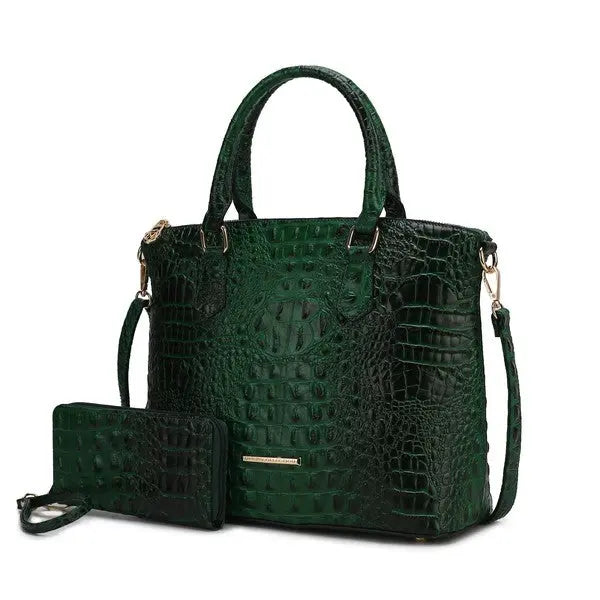 MKF Liora Croc Embossed Tote and Set by Mia K MKF Collection by Mia K Green One Size