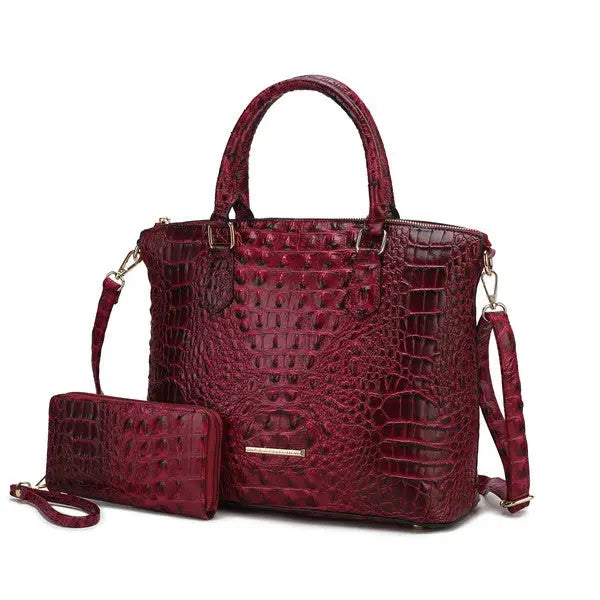 MKF Liora Croc Embossed Tote and Set by Mia K MKF Collection by Mia K Fuchsia One Size