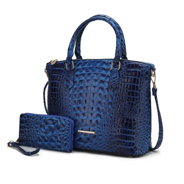 MKF Liora Croc Embossed Tote and Set by Mia K MKF Collection by Mia K Royal Blue One Size