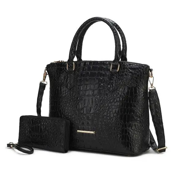 MKF Liora Croc Embossed Tote and Set by Mia K MKF Collection by Mia K Black One Size