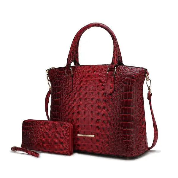 MKF Liora Croc Embossed Tote and Set by Mia K MKF Collection by Mia K Red One Size