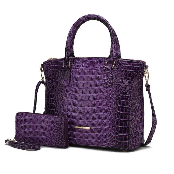 MKF Liora Croc Embossed Tote and Set by Mia K MKF Collection by Mia K Purple One Size