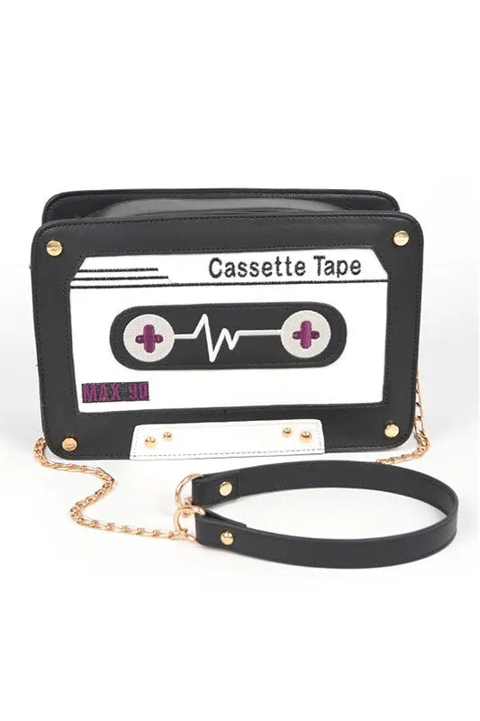 Cassette Tape Novelty Crossbody Bag Artini Accessories White O/S