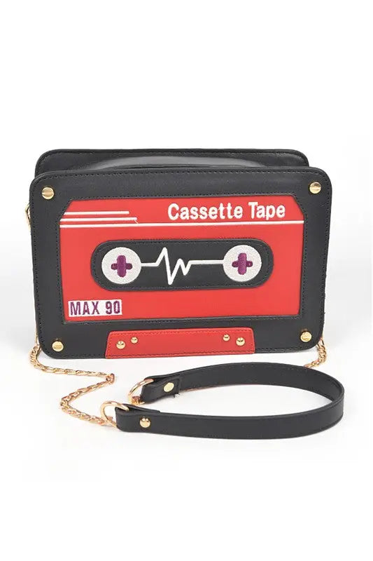 Cassette Tape Novelty Crossbody Bag Artini Accessories Red O/S