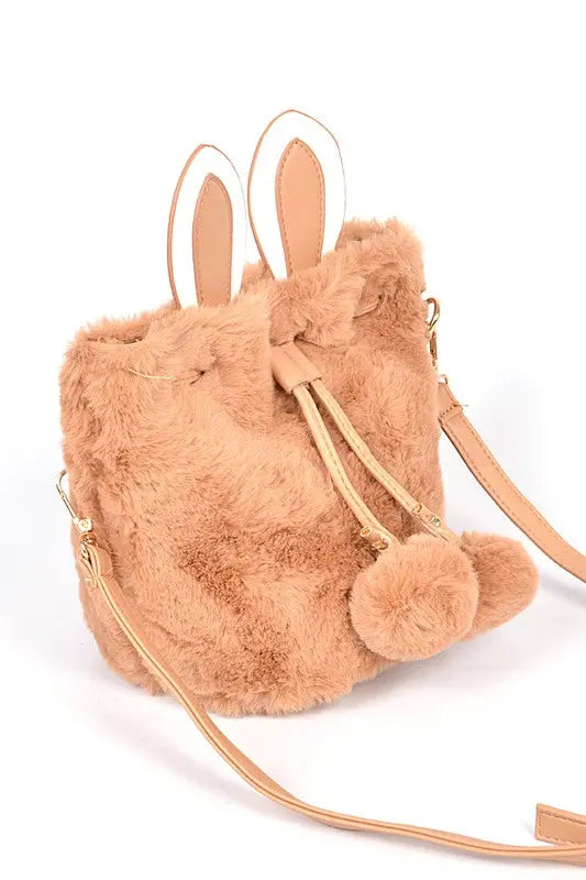 Faux Fur Plush Bunny Ear Crossbody Swing Bag LA Jewelry Plaza